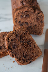 brownie cake. Dark chocolate brownie on a table