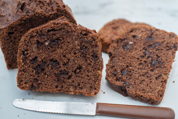 brownie cake. Dark chocolate brownie on a table