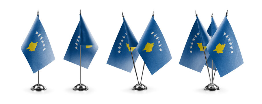 Small national flags of the Kosovo on a white background
