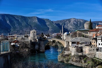 Fototapeta na wymiar Old Bridge in City Mostar, Bosnia and Herzegovina