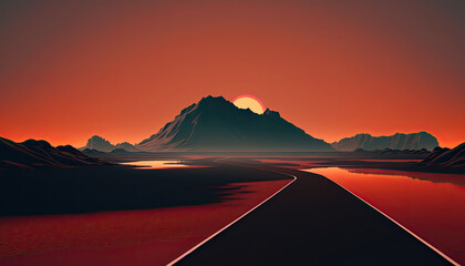 Red Desert Sunrise Landscape Background created with Generative AI Tools