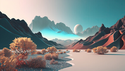 3D Desert Landscape Background created with Generative AI Tools