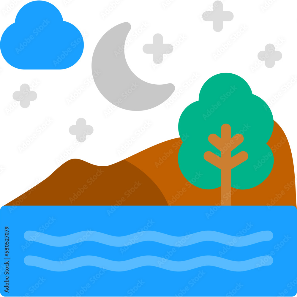 Canvas Prints night landscape icon