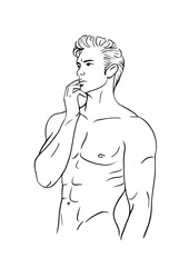 Muscular half-naked man
illustration, isolated on white background