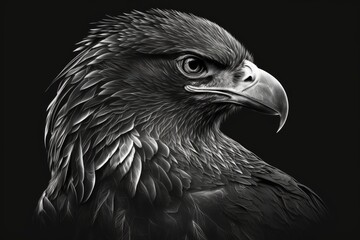 black background with an eagle. Generative AI