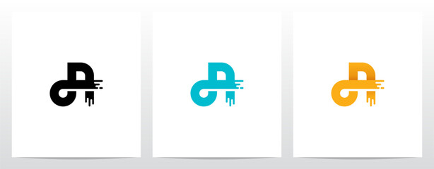  Circuit Loop Paint Lines Letter Logo Design A