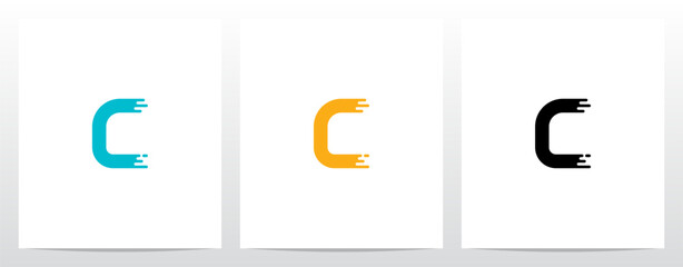  Circuit Loop Paint Lines Letter Logo Design C