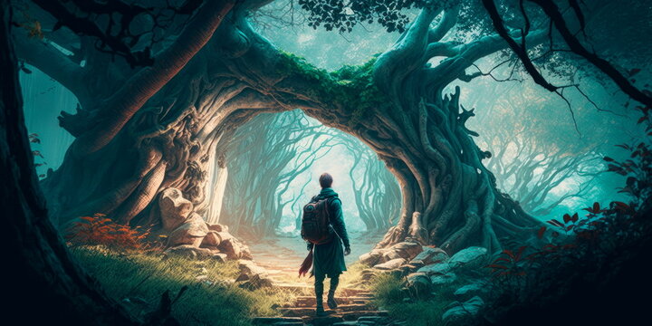 Journeying through mystical landscapes and enchanted forests Generative AI