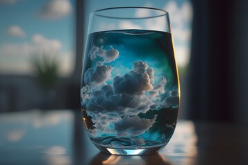 clouds in glass created using Generative AI Technology