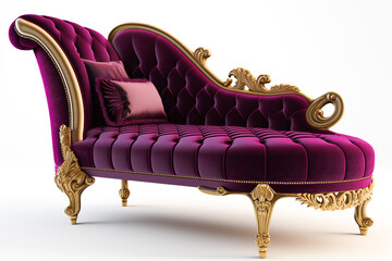 A purple color couch on white background