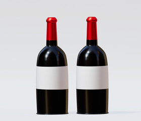 3D Rendering wine bottle. digitally drawn wine bottle illustration. for design presentations. Bottle mockup.