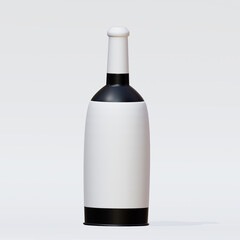 3D Rendering wine bottle. digitally drawn wine bottle illustration. for design presentations. Bottle mockup.