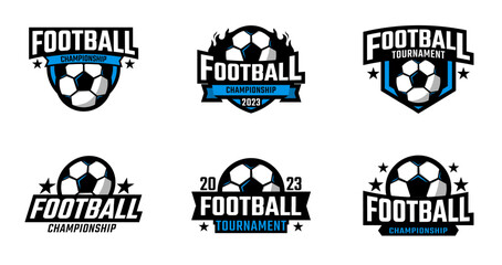 Football or soccer sport collections with badge or emblem style
