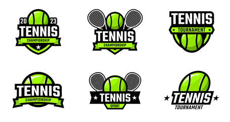 Tennis sport collections with badge or emblem style