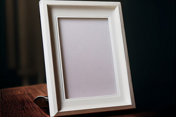 Blank White Photo Frame on Table