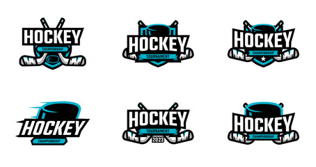 Hockey sport collections with badge or emblem style