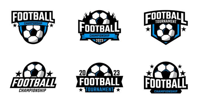 Football or soccer sport collections with badge or emblem style