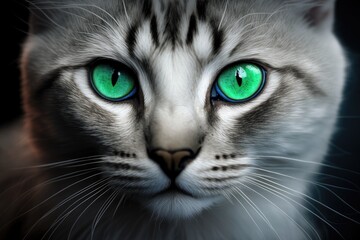 A picture of a cat with green eyes. Generative AI