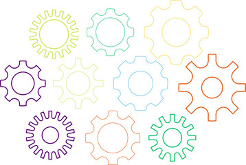Connected cogs gears vector illustration.