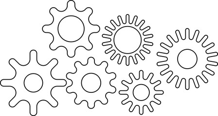 Connected cogs gears vector illustration.