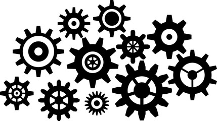 Connected cogs gears vector illustration.
