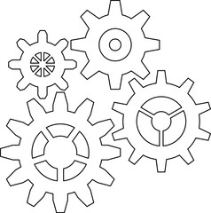 Connected cogs gears vector illustration.