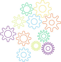 Connected cogs gears vector illustration.