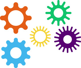 Connected cogs gears vector illustration.