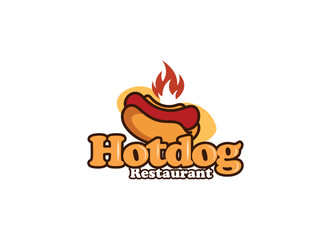 Hotdog illustration vector. Hotdog and fast food restaurant logo design template 