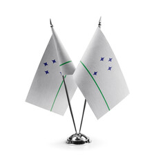 Small national flags of the Mercosur on a white background