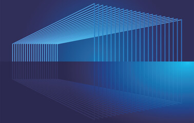 The blue line structure of the building's future technology space sense vector background.