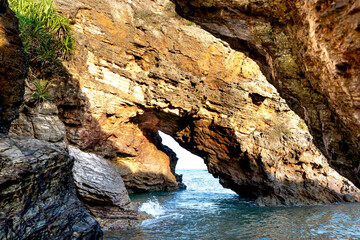 Cave on a sea cliff overlooking the sea in Nghe An province, Vietnam