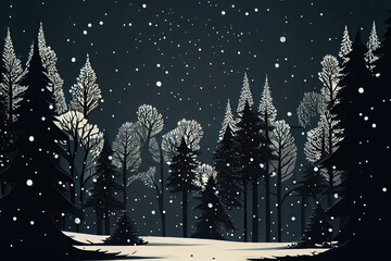 Day In Beautiful christmas, snowy woodland landscape with snow covered firs, coniferous forest