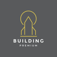 building skyscraper office finace residential property hotel city logo minimal vector design
