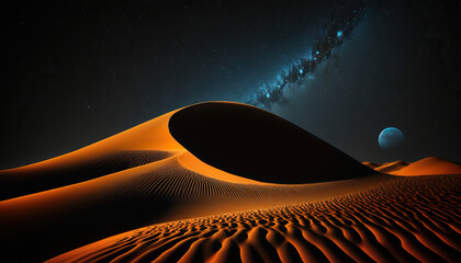  Desert Sand Dunes in Starry Milky Way Night Sky Created using Generative AI