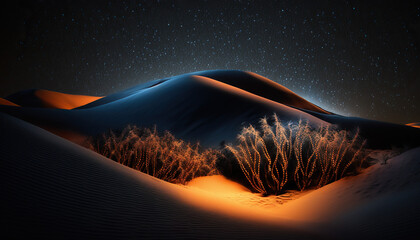  Desert Sand Dunes in Starry Night Sky Created using Generative AI