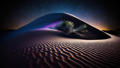  Desert Sand Dunes in Starry Night Sky Created using Generative AI