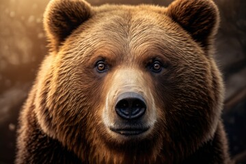 Beautiful close up of a serious brown bear. Generative AI