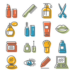 Cosmetics Icons on white background