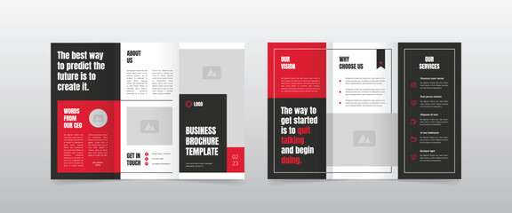 Modern Red Business Trifold Brochure Template - obrazy, fototapety, plakaty