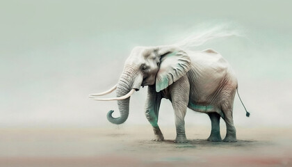 Fototapeta premium Elephant animal abstract wallpaper. Soft background tusker in Pastel colors generative ai