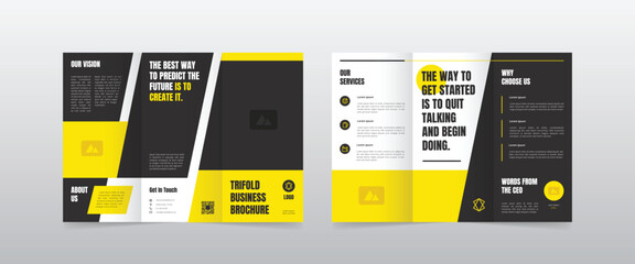 Naklejka na ściany i meble Modern Yellow Business Trifold Brochure Template