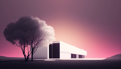 3D Pink Minimalist Landscape Backgrounds Created with Generative AI