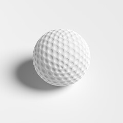 White golf ball on white background. Close up macro view. 3d rendering.