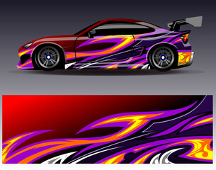 Car wrap design vector. Graphic abstract stripe racing background kit designs for wrap vehicle  race car  rally  adventure and livery