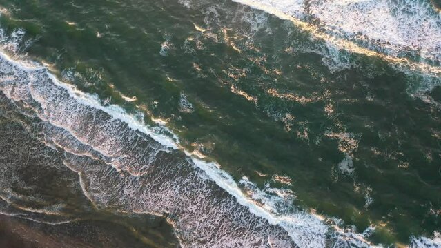 Rotating Tilt-Pan from Beach to Sunset, Rockaway Beach Oregon, Calm Pacific Ocean, Aerial Drone