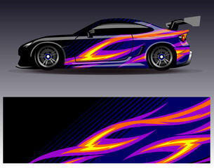 Car wrap design vector. Graphic abstract stripe racing background kit designs for wrap vehicle  race car  rally  adventure and livery