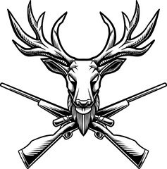 deer hunter logo line art vector