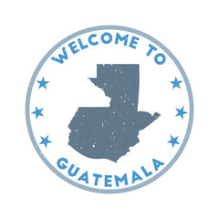 Welcome to Guatemala stamp. Grunge country round stamp with texture in Magical Merlin color theme. Vintage style geometric Guatemala seal. Vibrant vector illustration.