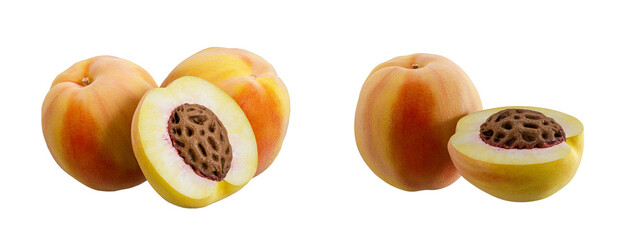Peach fruit isolated on white background	